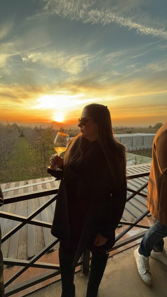 por do sol na vinicola alyan family em santiago do chile